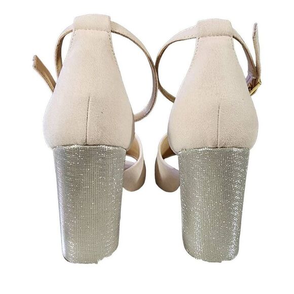 Katy Perry Collection The Kala Women's Nude Microsuede Metallic Sandals Size 10 - Picture 4 of 10